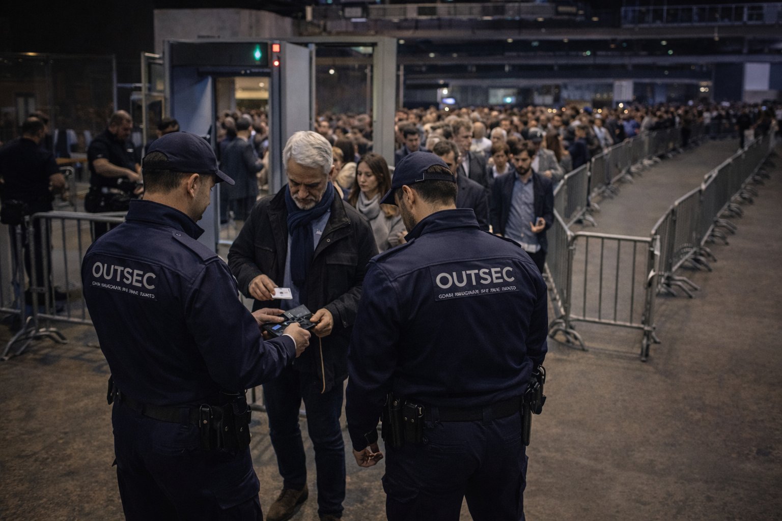 Outsec-Mitarbeiter führt eine Zutrittskontrolle durch